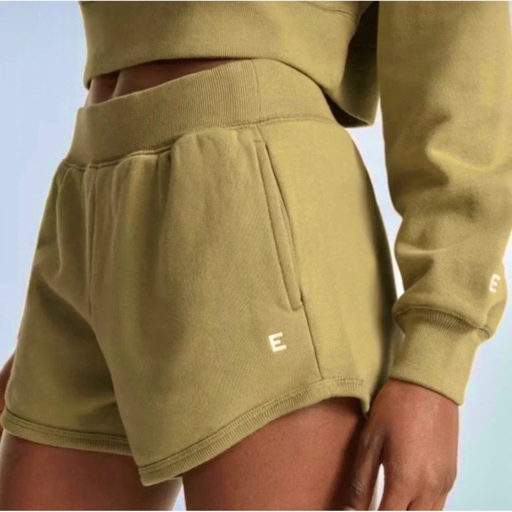 Everlane Track Sweat Shorts Womens XS Organic Cotton Mustard Yellow Khaki